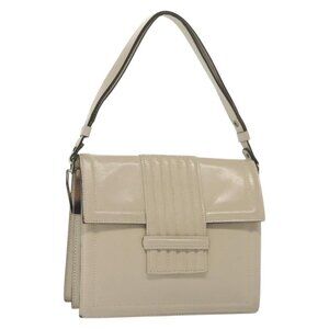 Authentic SAINT LAURENT Shoulder Bag Leather White Silver